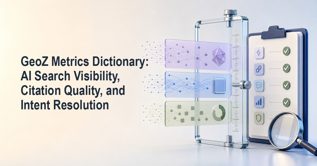 GeoZ Metrics Dictionary: AI Search Visibility, Citation Quality, and Intent Resolution