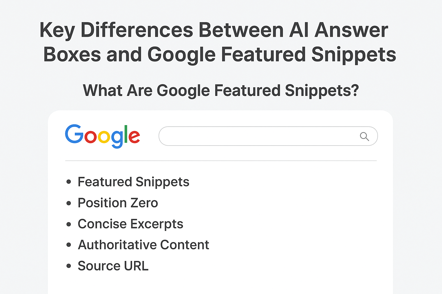 Key Differences Between AI Answer Boxes and Google Featured Snippets infographic