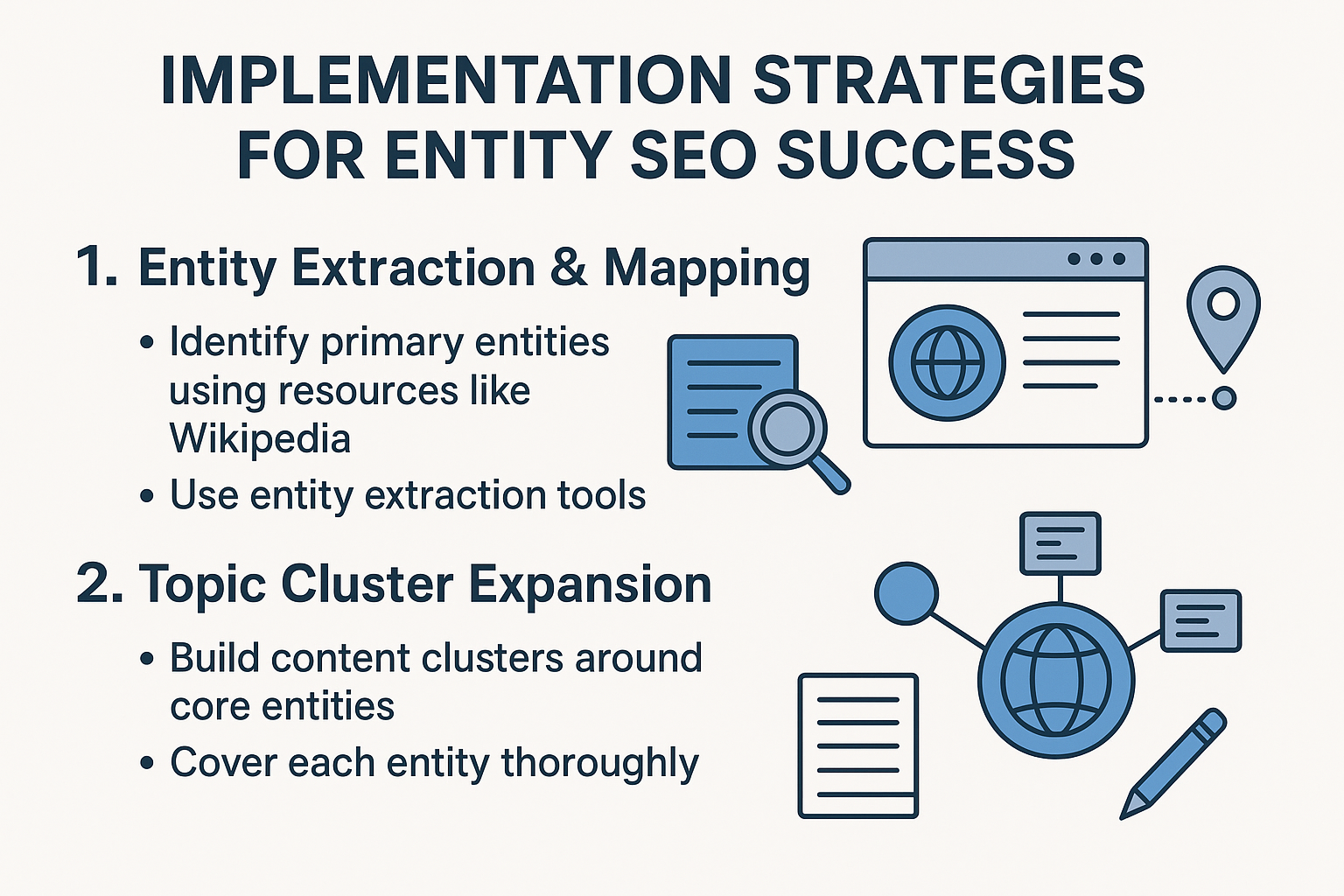 Implementation Strategies for Entity SEO Success infographic