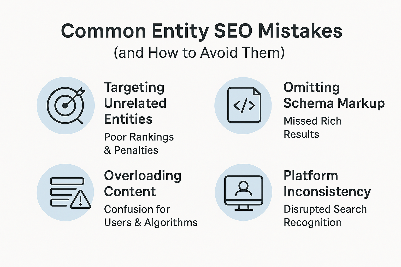 Common Entity SEO Mistakes (and How to Avoid Them) infographic